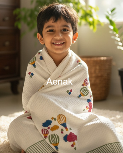 Parachute Handblock Printed Waffle Cotton Bathing Towel