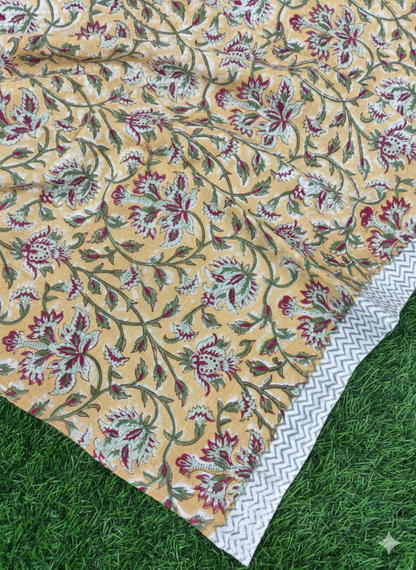 Heritage Yellow Handblock Waffle Cotton Towel