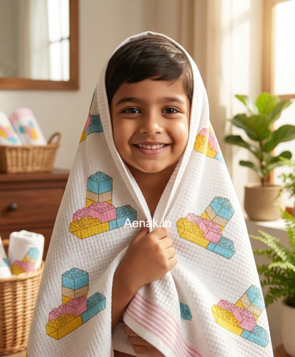 Building Block Handblock Waffle Cotton Bathing Towel