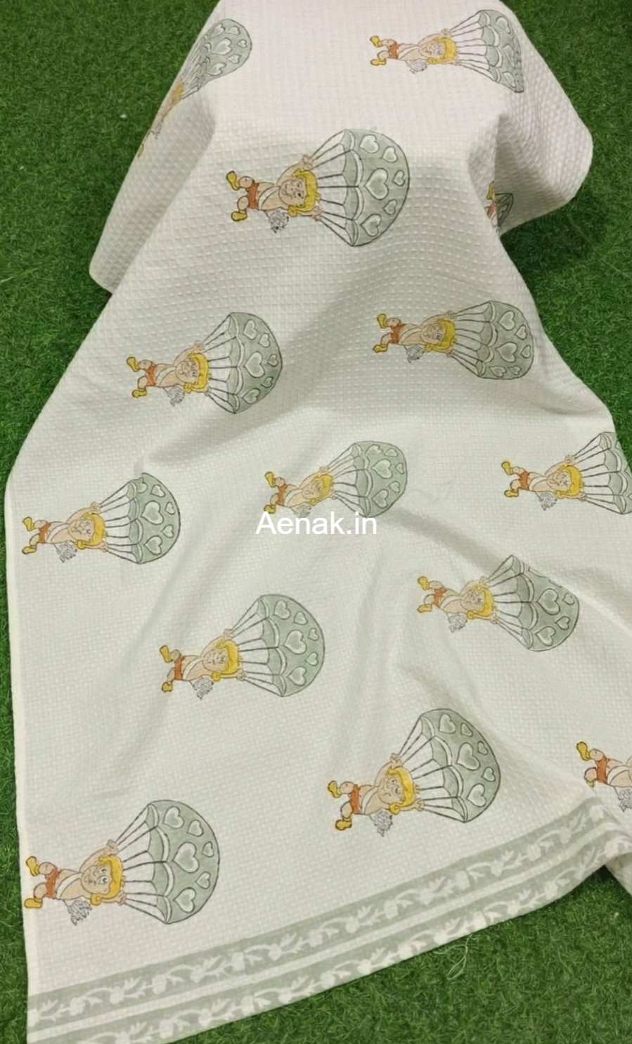 Gray Parachute Handblock Waffle Cotton Bathing Towel