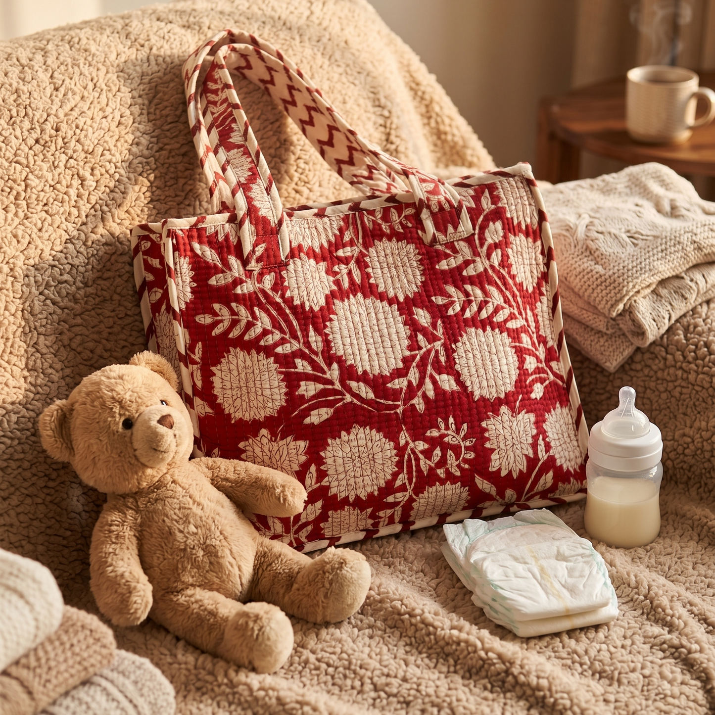 Red Floral Garden Kids Essential Bag