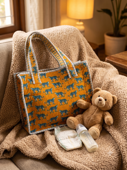 Blue Tiger Kids Essential Bag (Mustard Yellow Base)