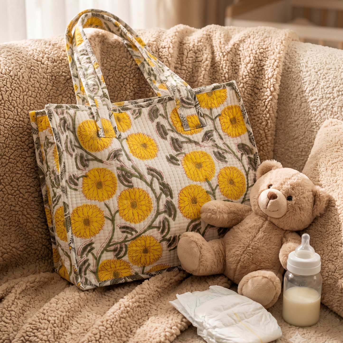 Yellow Floral Jaal Kids Essential Bag