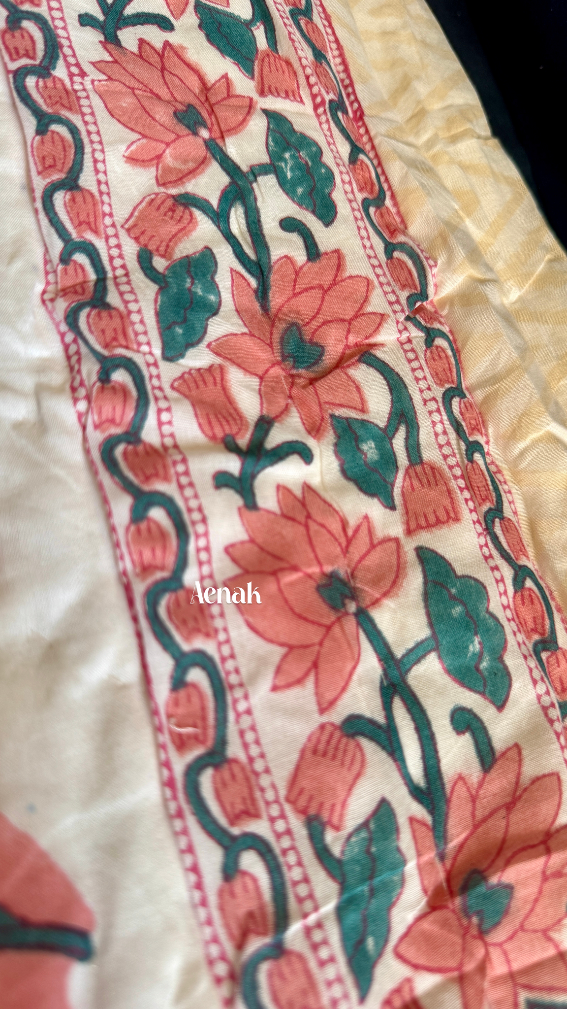 Dark Peach Floral Handblock Printed Reversible Mulmul Cotton Quilt