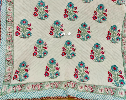 Dark Pink Boota Handblock Reversible Mulmul Cotton Single Quilt