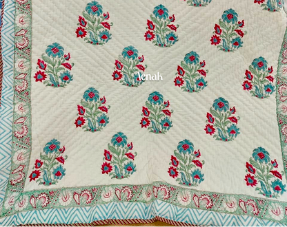 Dark Pink Boota Handblock Reversible Mulmul Cotton Single Quilt