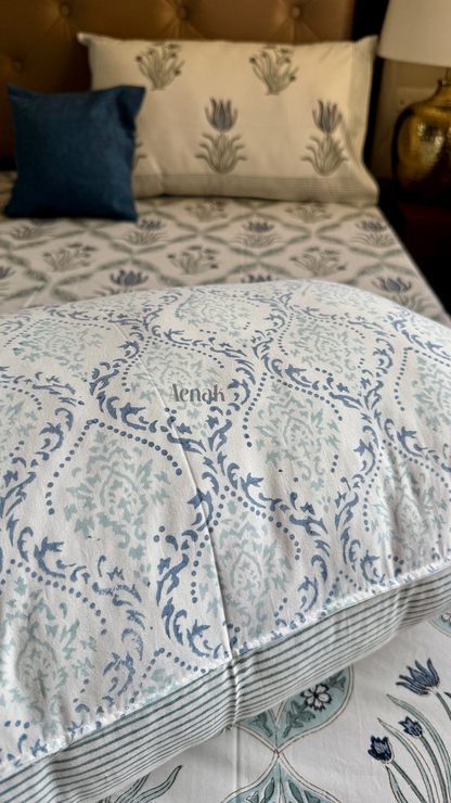 Blue Lotus Jaal Handblock Printed Premium Cotton Bedsheet