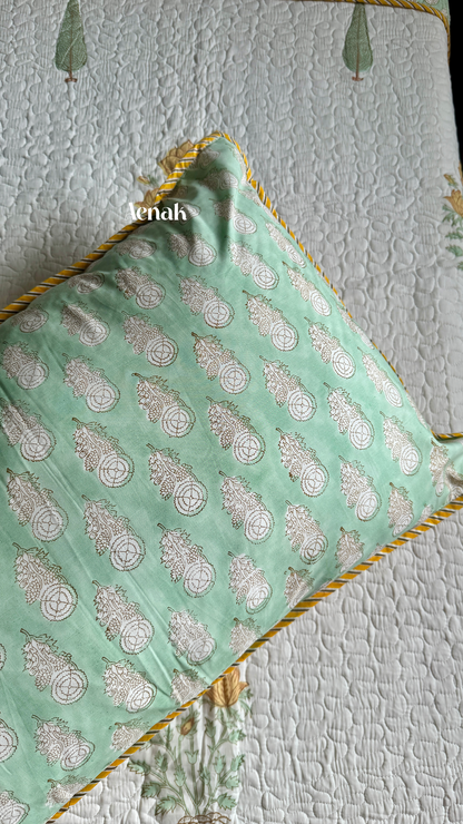 Yellow Marigold Handblock Printed Reversible Quilted Cotton Bedcover