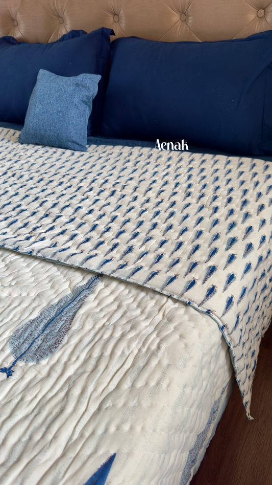 Blue Cypress Bedsheet + Quilt Combo