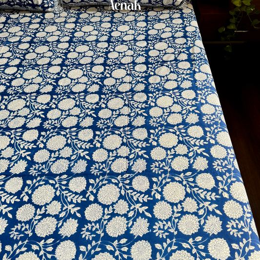 Blue Floral Garden Handblock Duvet/Quilt Cover