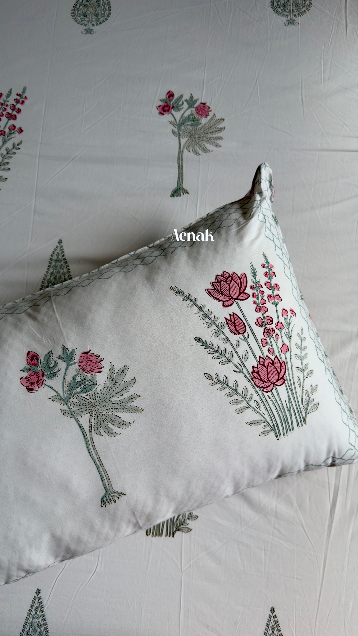 Green Ashoka Handblock Printed Premium Cotton Bedsheet