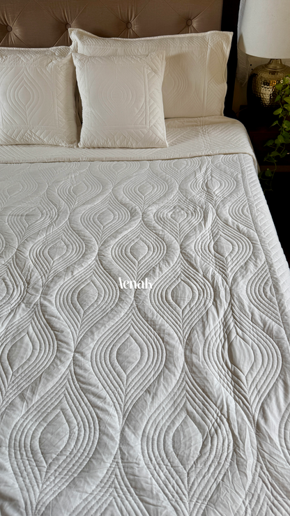 White Embossed Quilted Bedcover