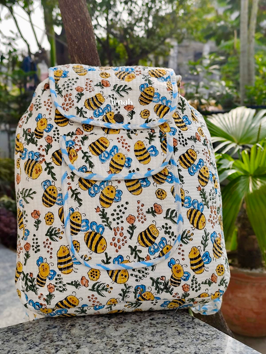 Yellow Bee Quilted Kids Backpack