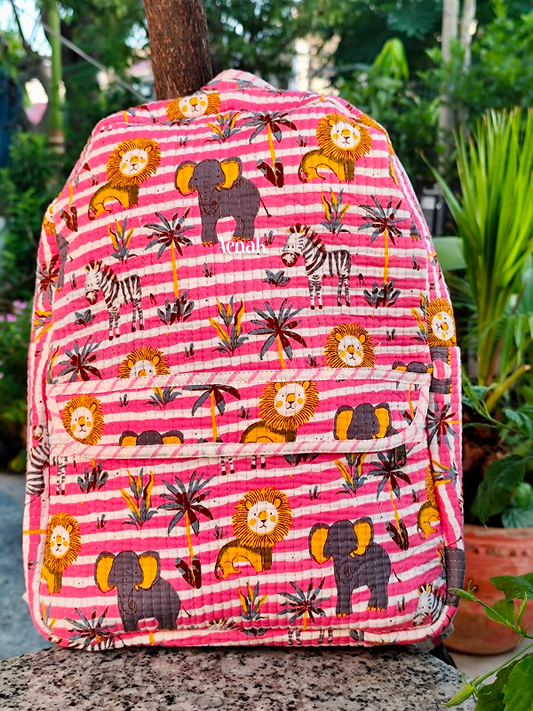 Pink Zoo Quilted Kids Backpack