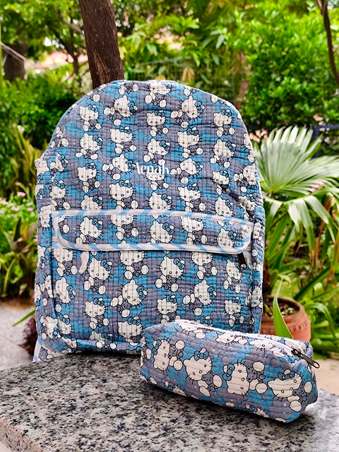 Blue Hello Kitty Quilted Kids Backpack