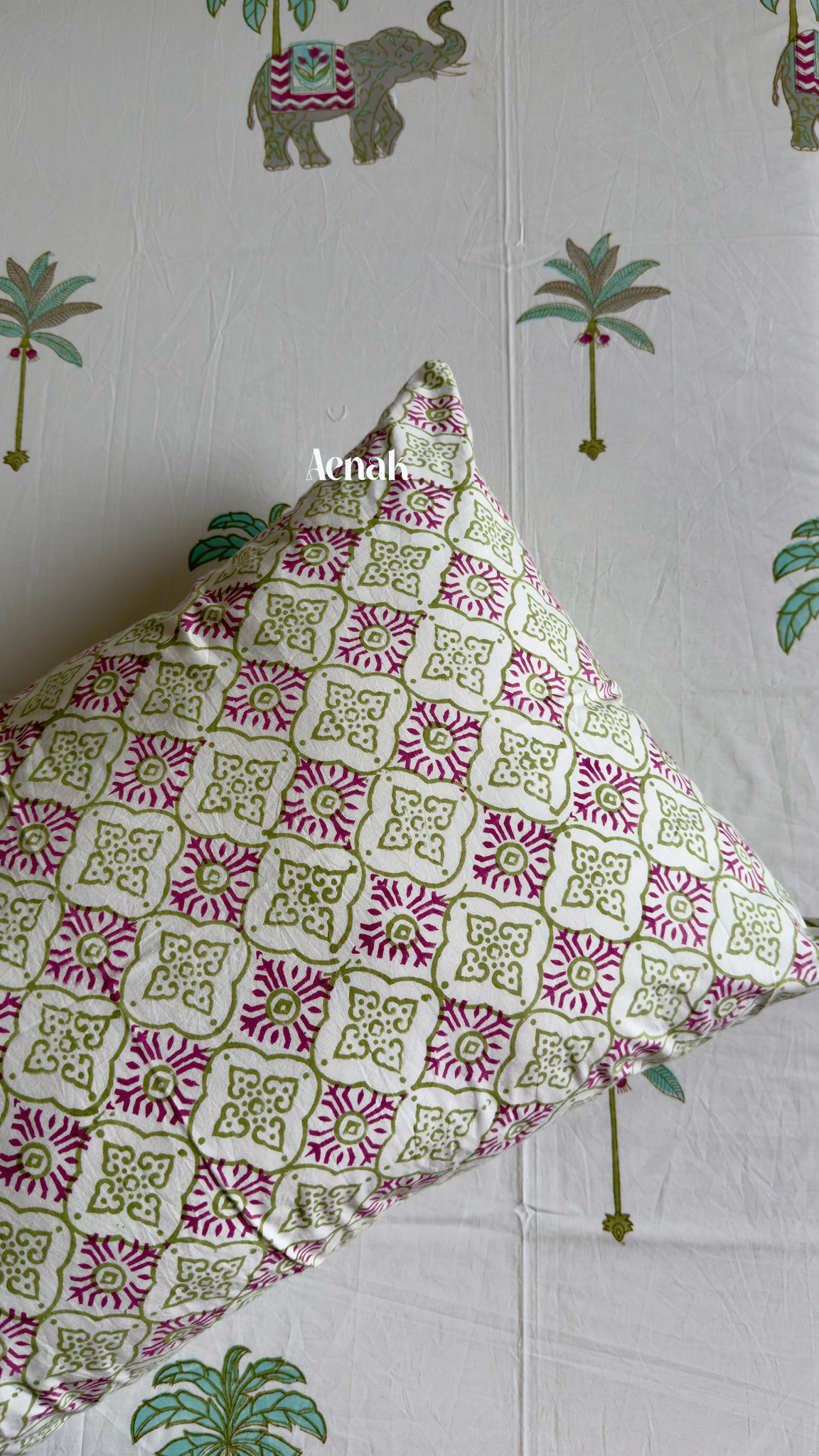 Grey Elephant Handblock Printed Premium Cotton Bedsheet