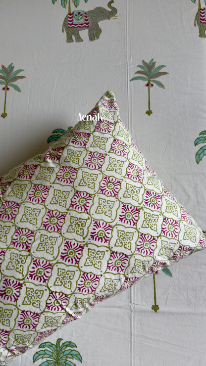 Grey Elephant Handblock Printed Premium Cotton Bedsheet