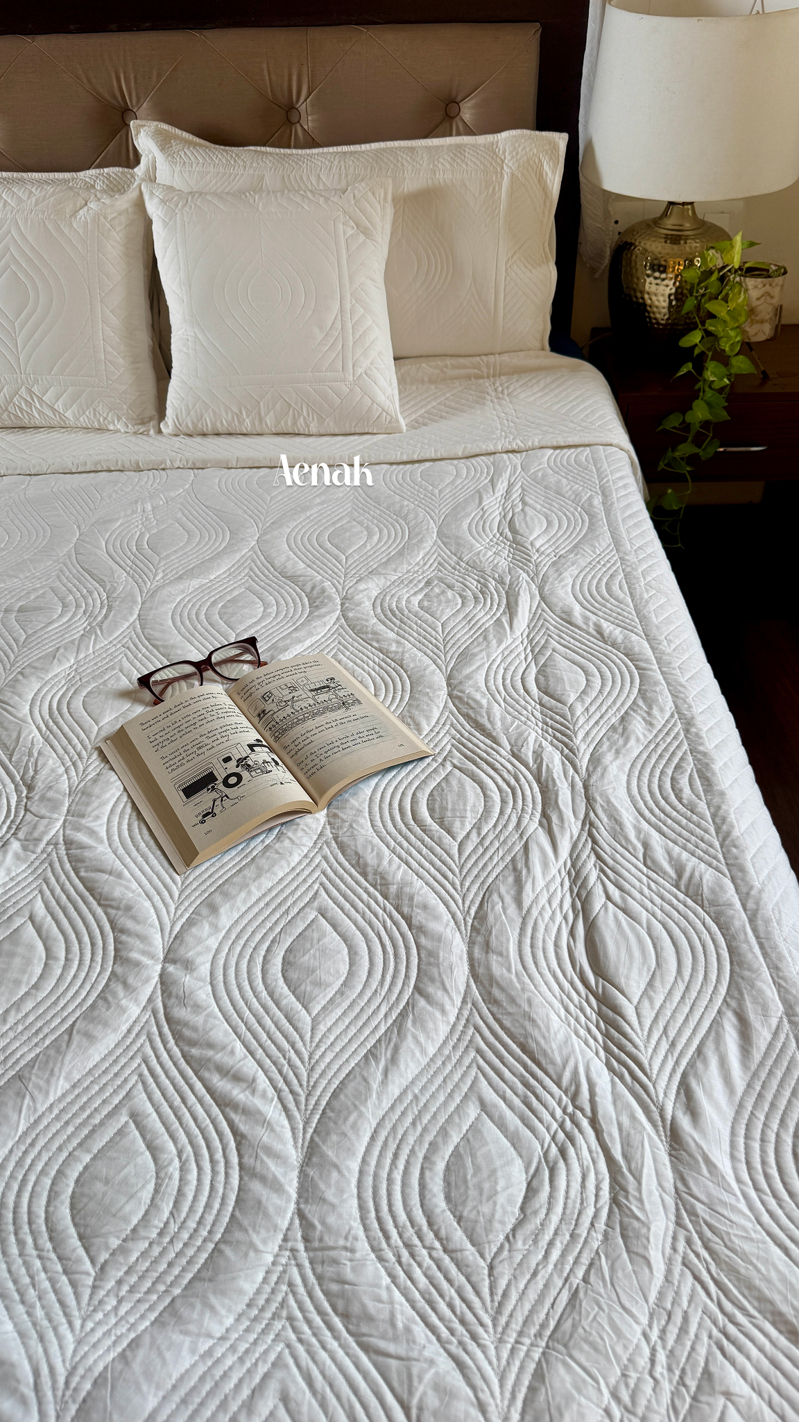 White Embossed Quilted Bedcover
