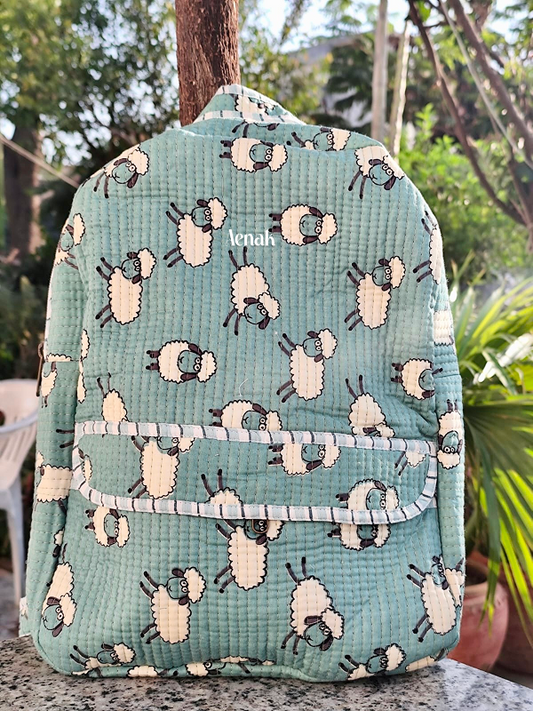 Blue Sheep Quilted Kids Backpack