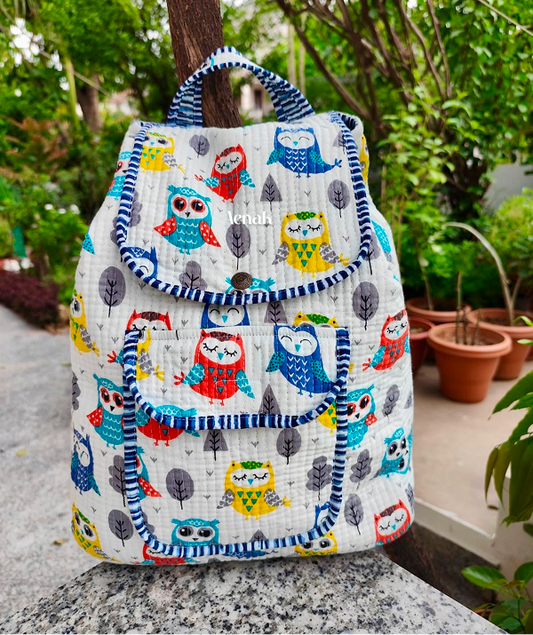 Snow Owls Quilted Kids Backpack