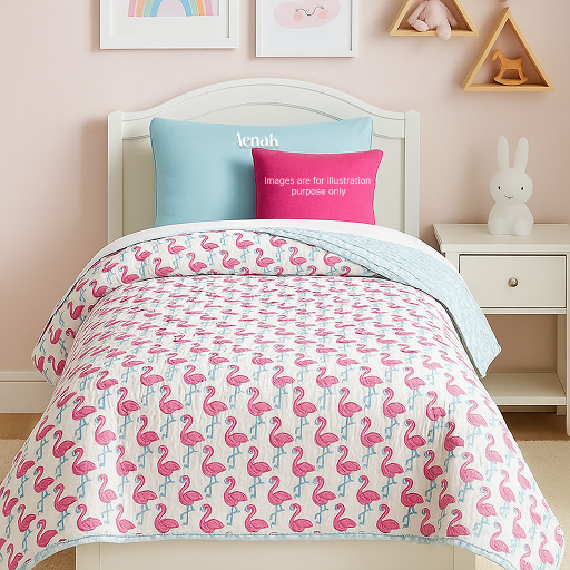 Pink Flamingo Handblock Printed Reversible Mulmul Cotton Blanket