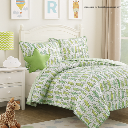 Green Fish Handblock Printed Reversible Mulmul Cotton Blanket