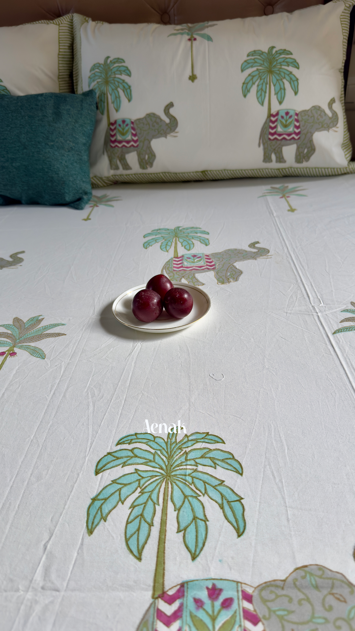 Grey Elephant Handblock Printed Premium Cotton Bedsheet