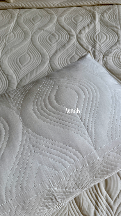 Beige Embossed Quilted Bedcover (Non-White Base)