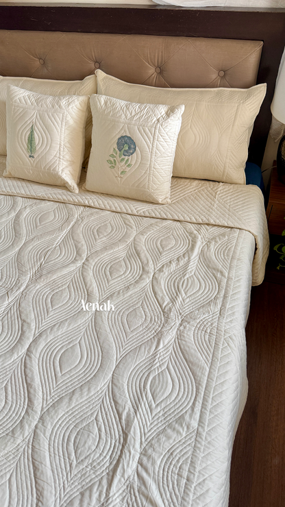 Beige Embossed Quilted Bedcover (Non-White Base)
