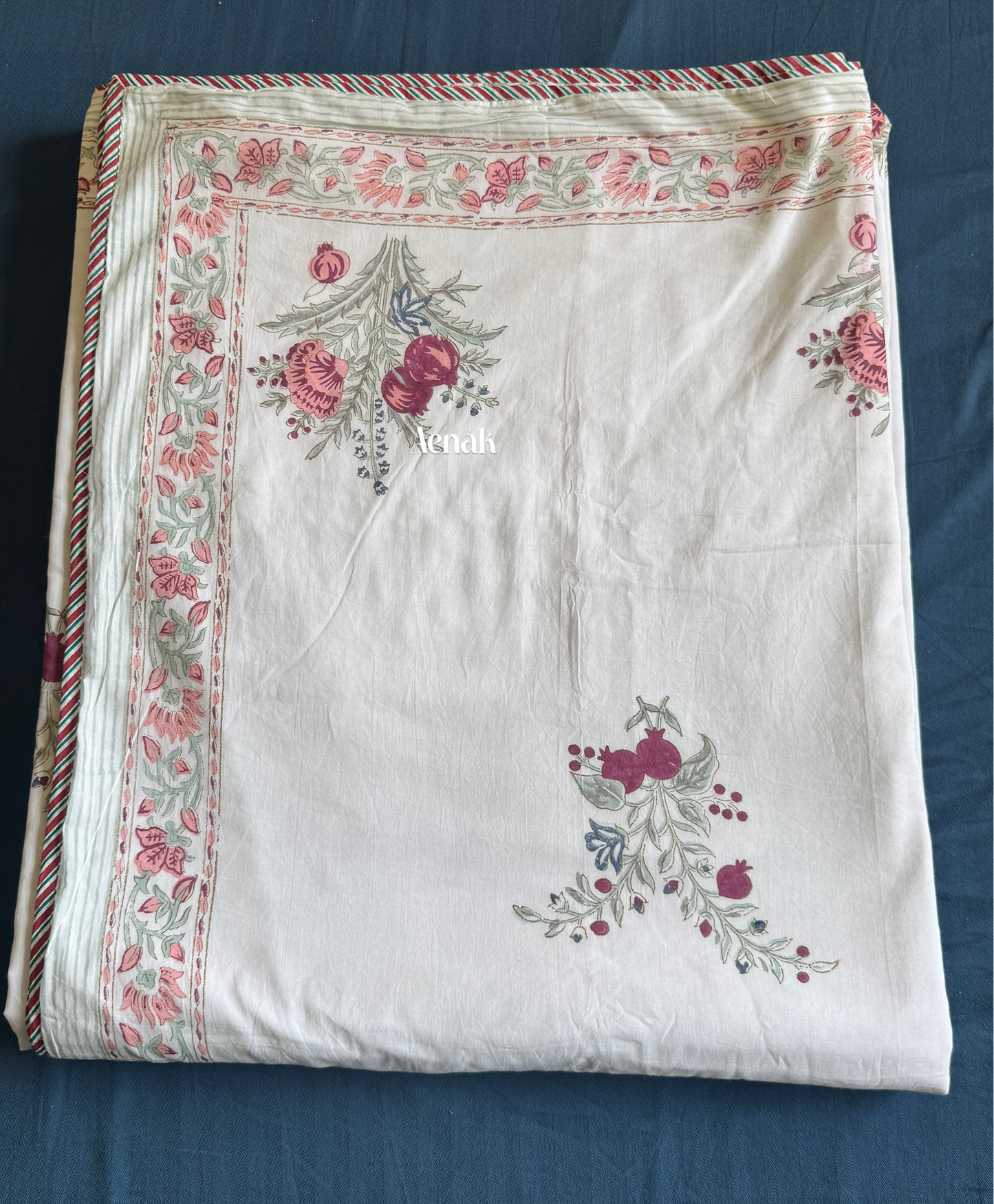 Burgundy Anaar Handblock Bedsheet + Dohar Combo