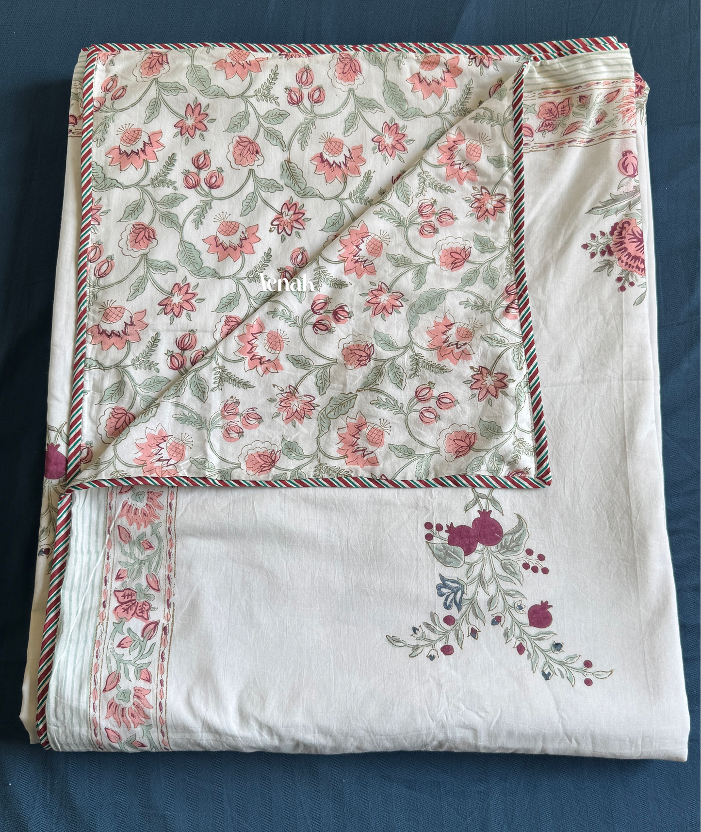 Burgundy Anaar Handblock Bedsheet + Dohar Combo