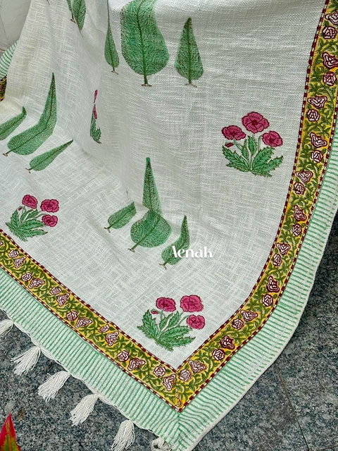 Handblock Printed Jute Cotton Dhurries