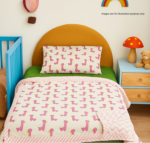 Pink Llama Handblock Printed Reversible Mulmul Cotton Dohar Blanket