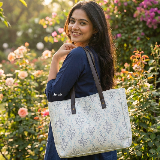 Blue Jaal Handblock Artisanal Handbag