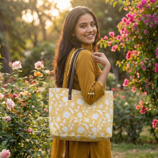 Yellow Gadd Handblock Artisanal Handbag