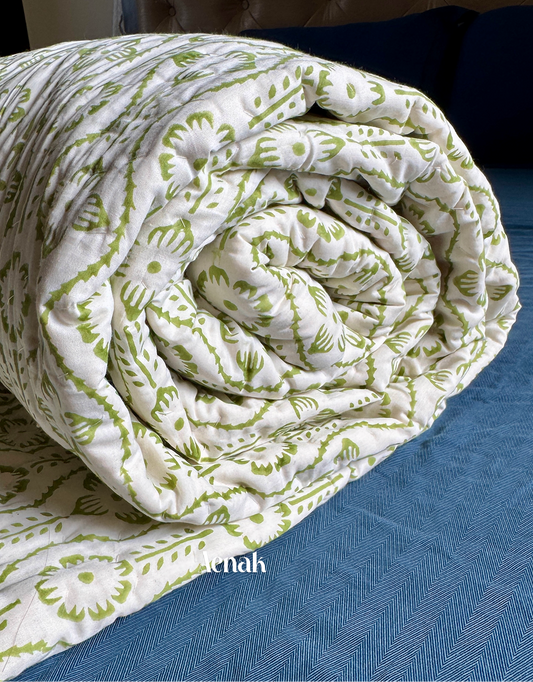 Red Poppy Handblock Bedsheet + Quilt Combo