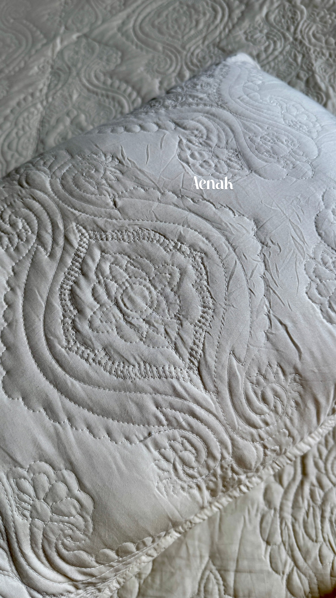 Beige Embossed Paani Jaal Quilted Bedcover (Non-White Base)