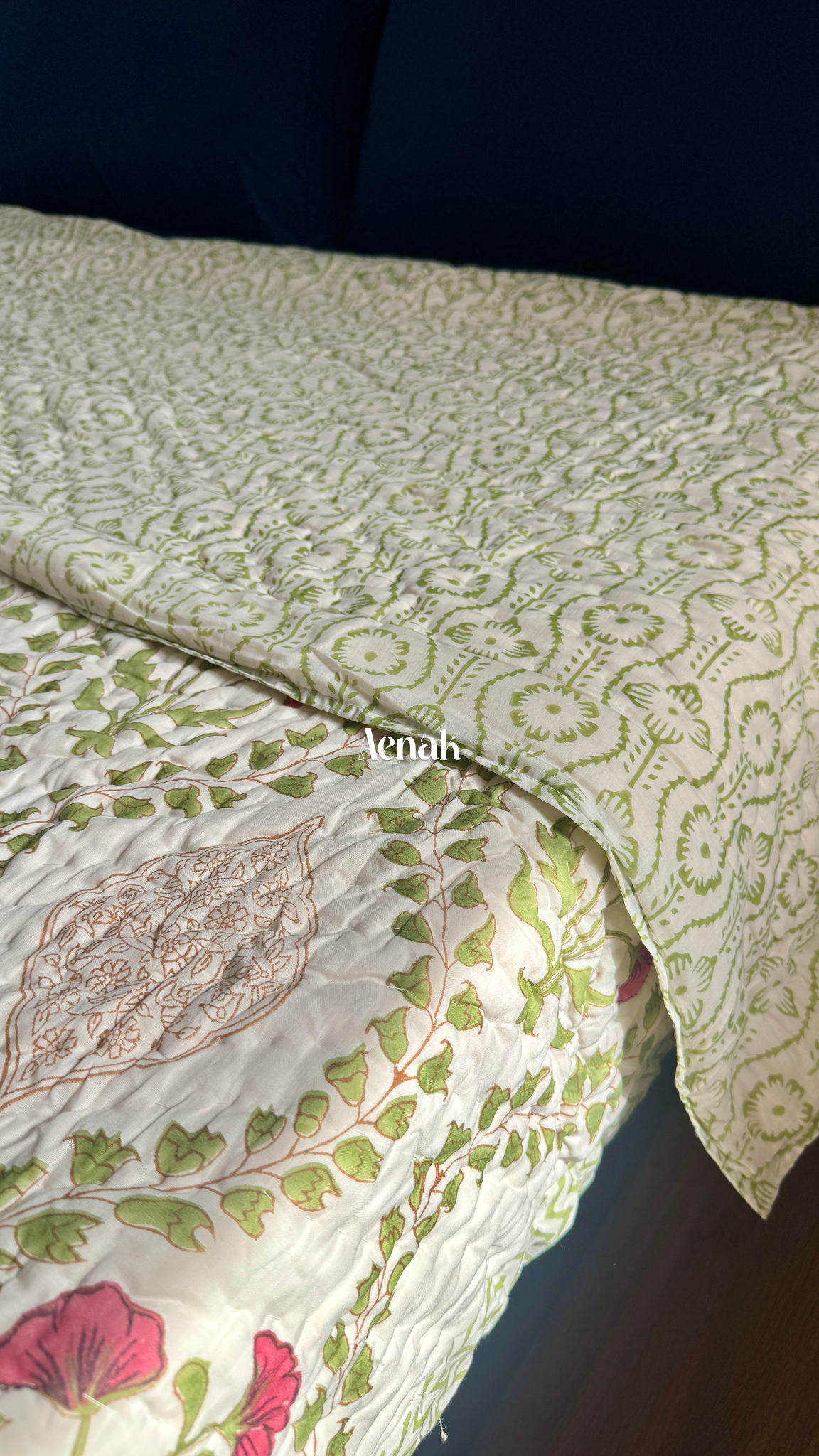 Red Poppy Handblock Bedsheet + Quilt Combo
