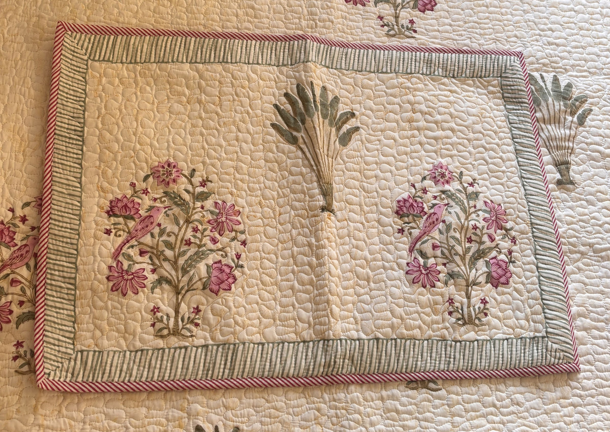 Purple Sparrow Pani Jaal Handblock Printed Reversible Quilted Cotton Bedcover