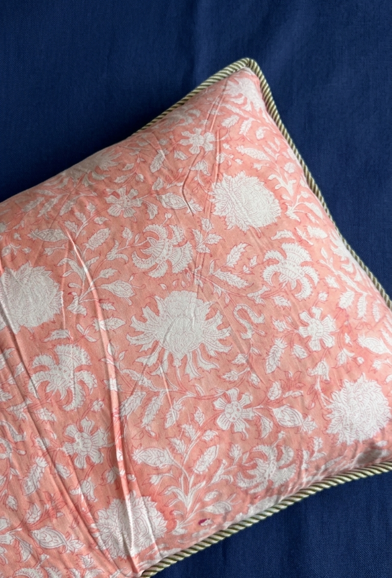 Pink Royal Pani Jaal Handblock Reversible Quilted Cotton Bedcover Set