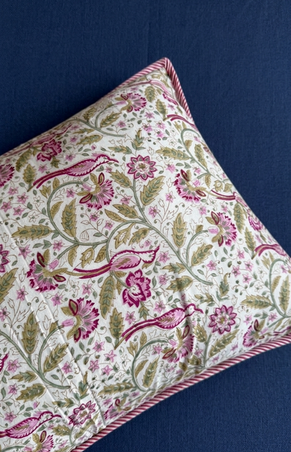 Purple Sparrow Pani Jaal Handblock Printed Reversible Quilted Cotton Bedcover Set