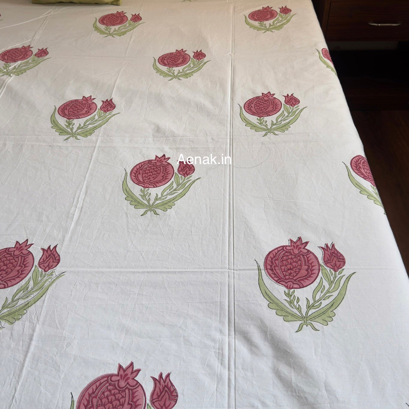 Red Anaar Baag Handblock Bedsheet + Quilt Combo Set
