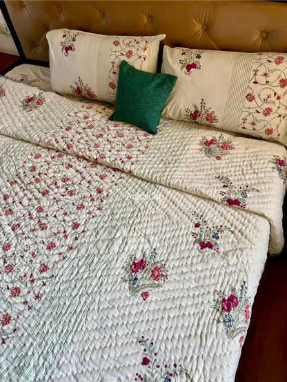 Kashmiri Boota Handblock Reversible Mulmul Cotton Quilt