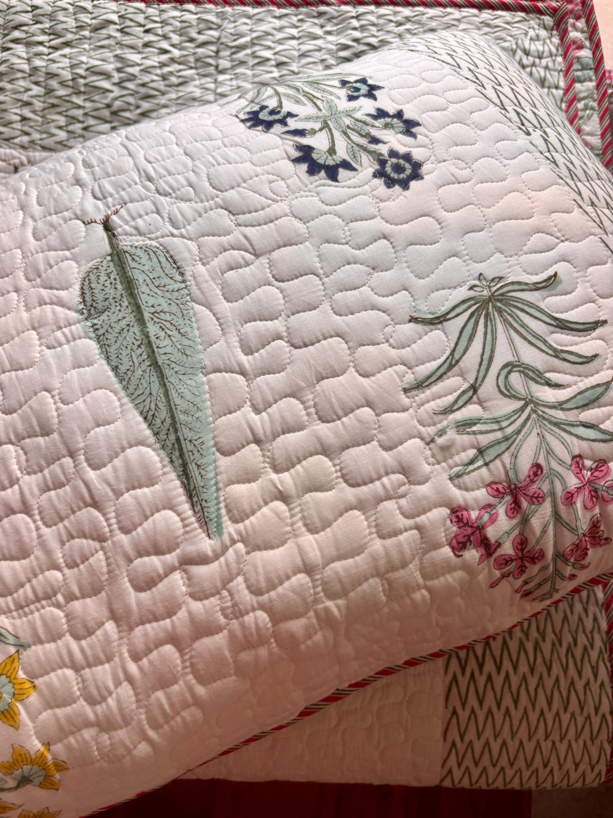 Madhumati Handblock Printed Reversible Quilted Cotton Bedcover Set-106x108