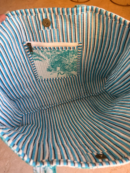 Teal Jungle Quilted Cotton Travel Bag + Vanity Pouch