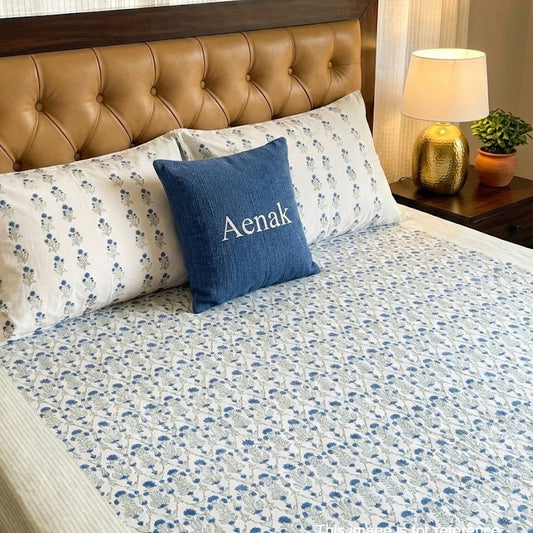 Bluebell Garden Handblock Premium Cotton Bedsheet Set