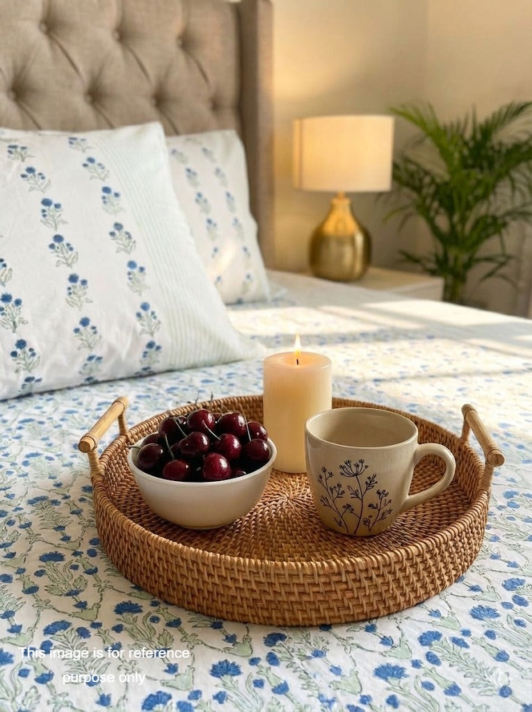 Bluebell Garden Handblock Premium Cotton Bedsheet Set