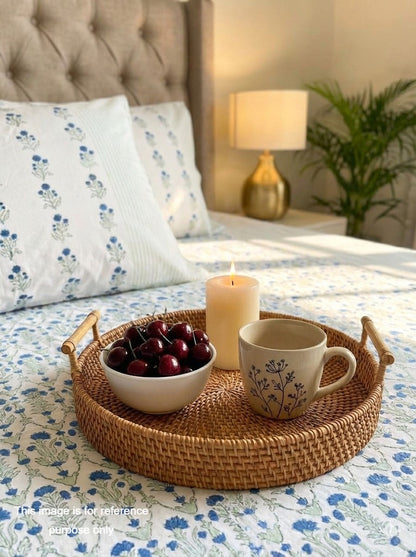 Bluebell Garden Handblock Premium Cotton Bedsheet Set