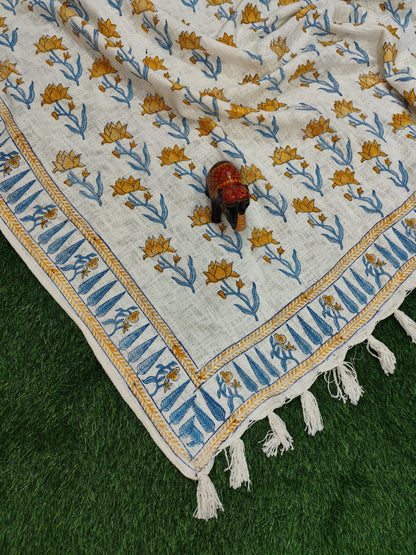 Handblock Printed Jute Cotton Dhurries