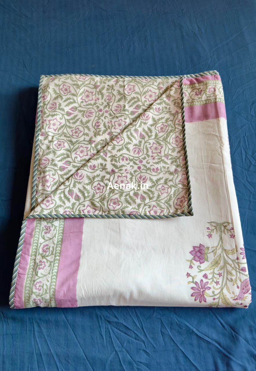 Purple Sparrow Handblock Printed Mulmul Cotton Reversible Dohar